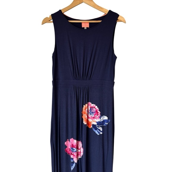 Joules Floral Sleeveless Lia Navy Cotton Maxi Dress, 8 - Picture 3 of 9